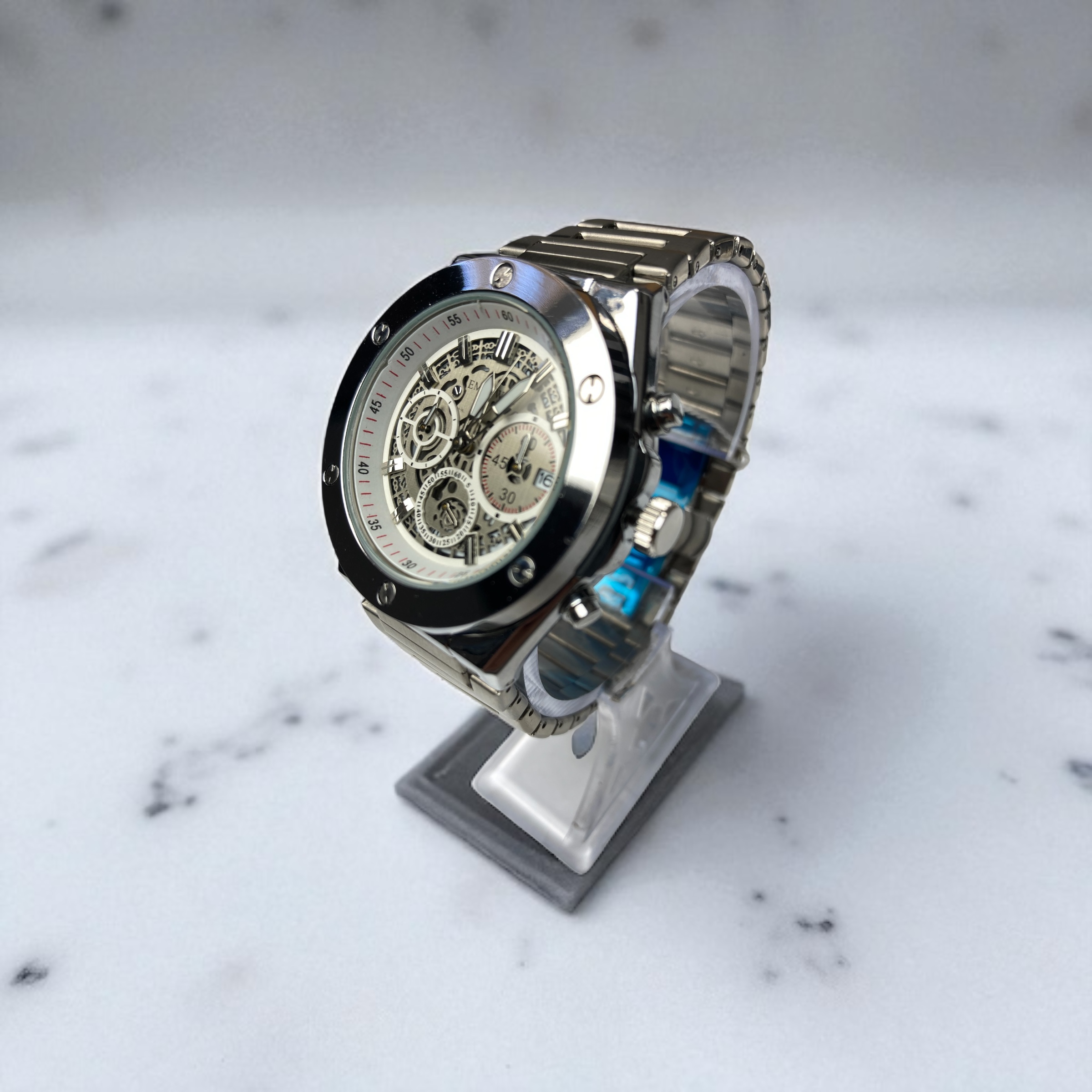 ساعت مردانه EMPOWER اسکلتون B15 (نقره ای) - تصویر 4