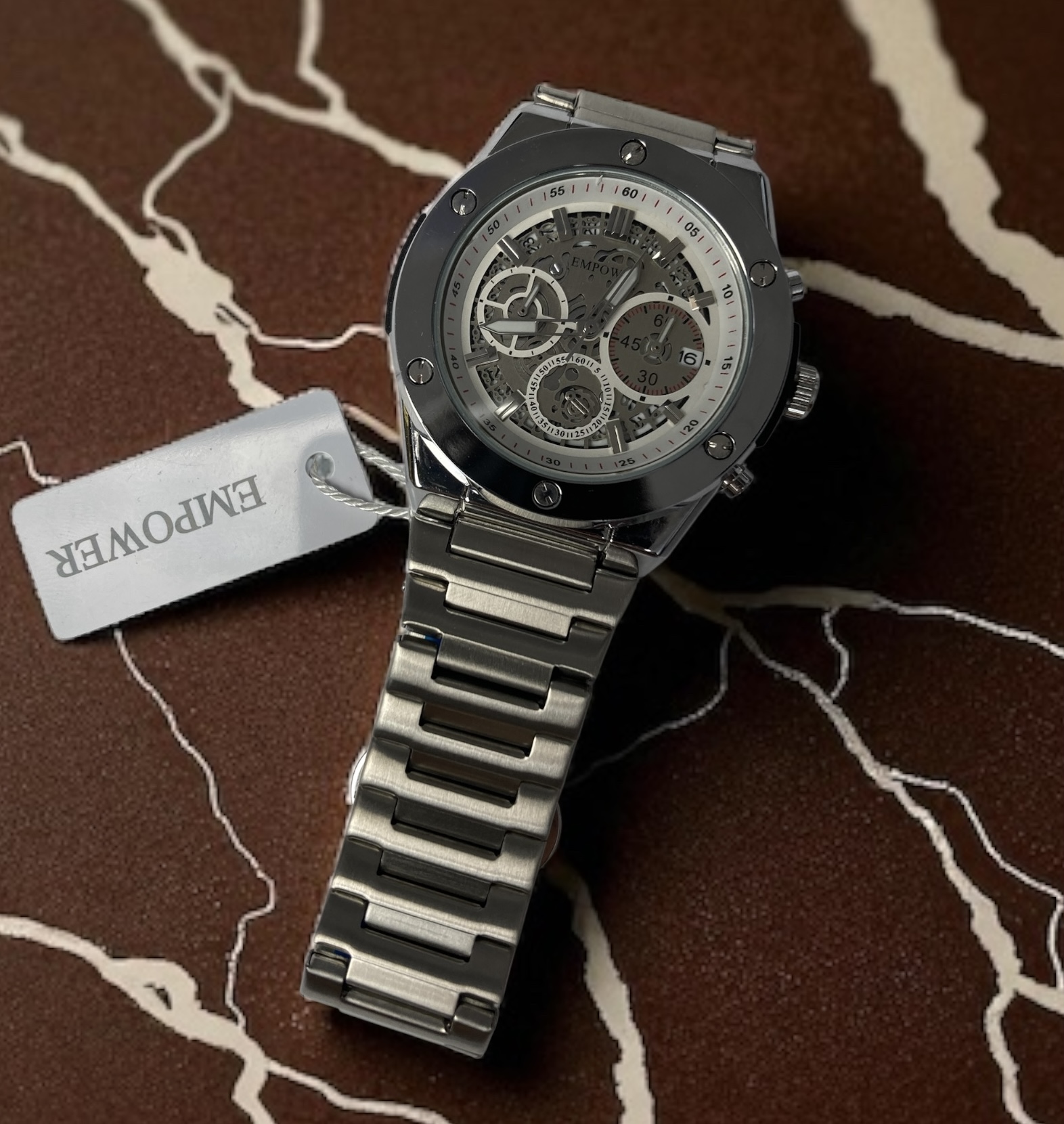 ساعت مردانه EMPOWER اسکلتون B15 (نقره ای) - تصویر 2